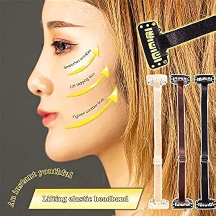 fashion mania 2 Pcs Face Lift Tapes and Bands, Facelift Bands with Clips, Face Lift Tapes and Bands with Clip (Black) - Image 3